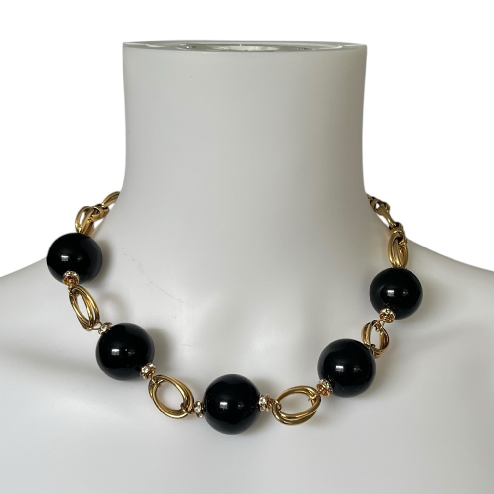 Kate Spade New York Black Bauble Bubble Statement Collar Necklace Rhinestone - Picture 8 of 8